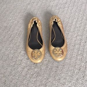 Tory Burch Riva flats gold with gold hardware